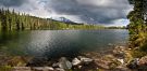 Panorama of Strbske mountain lake (panorama from 6 photos vertically)